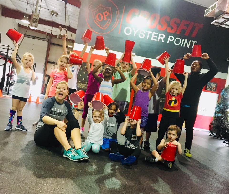 crossfit kids fitness class pre-COVID at kids camp after workout